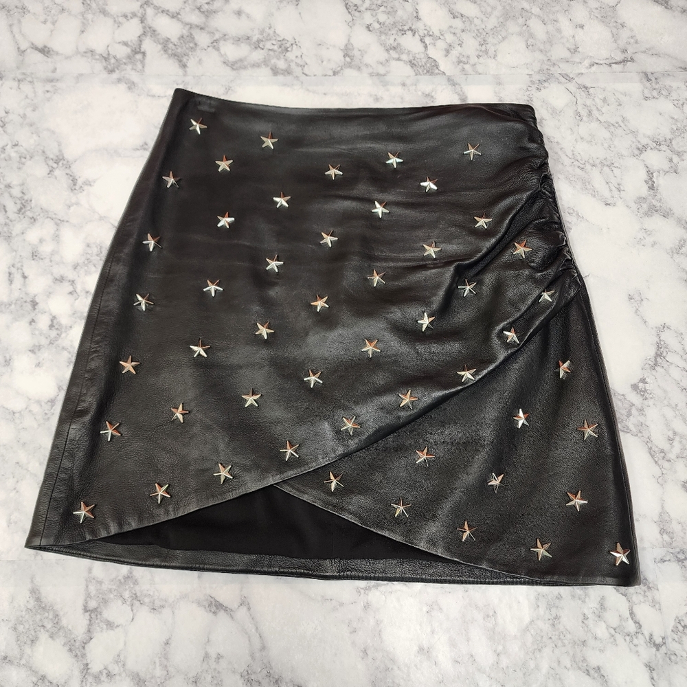 Star Studded Leather Skirt - Alice + Olivia